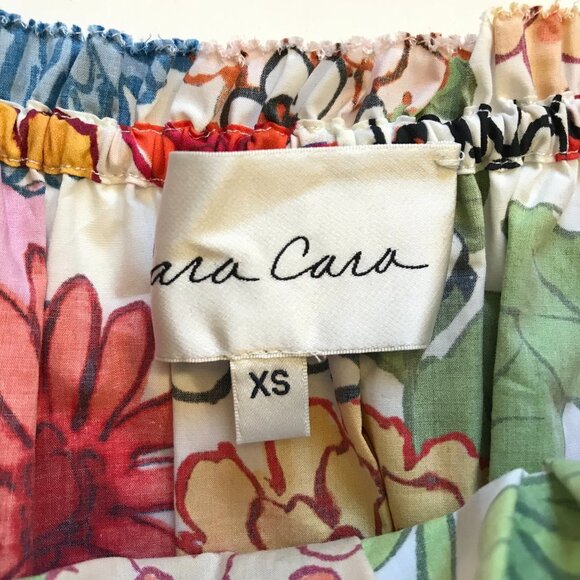 NWOT Cara Cara Heidi Smocked Top Shirt Womens XS Blue Red Floral Peplum Cotton - Picture 5 of 12